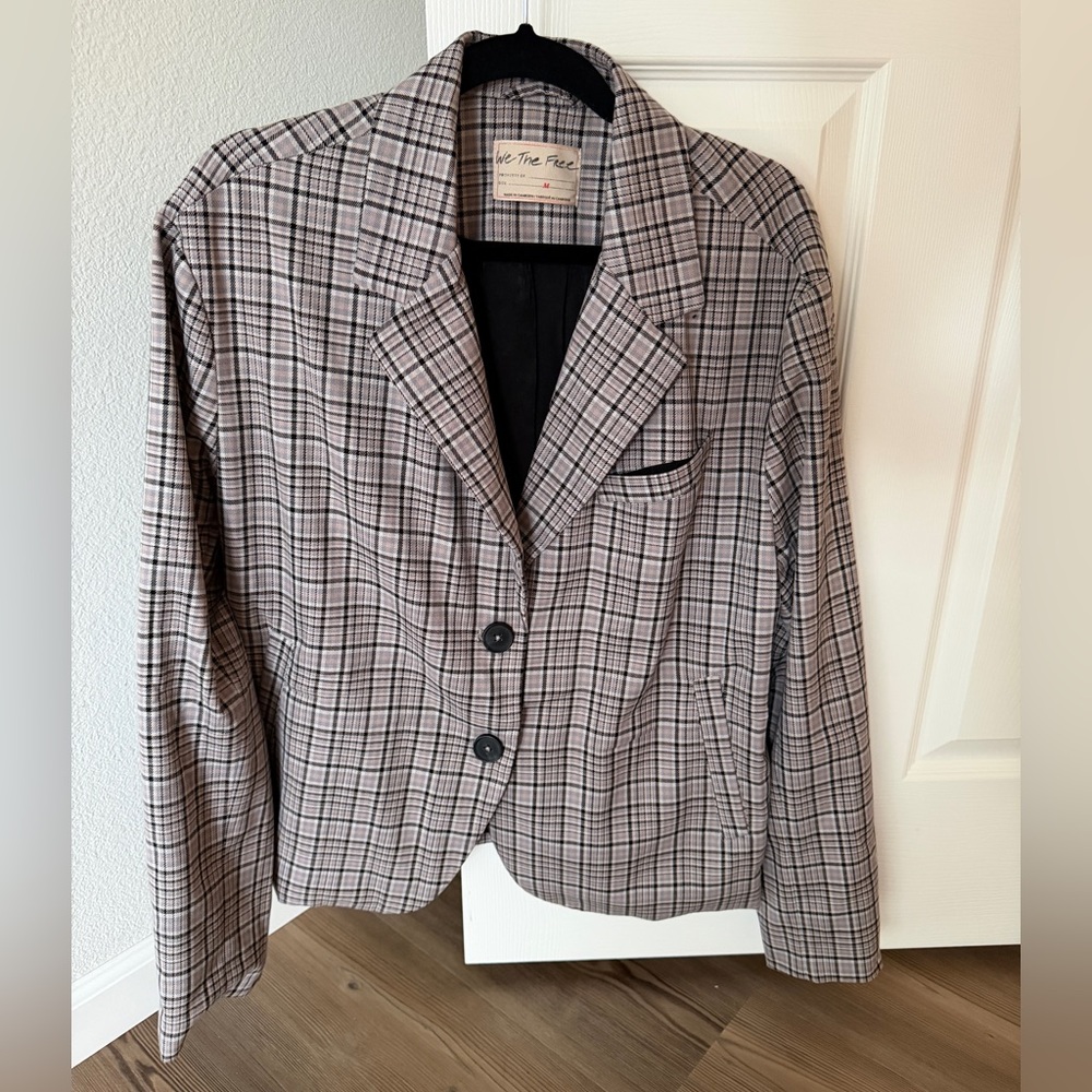 Free People Plaid Blazer